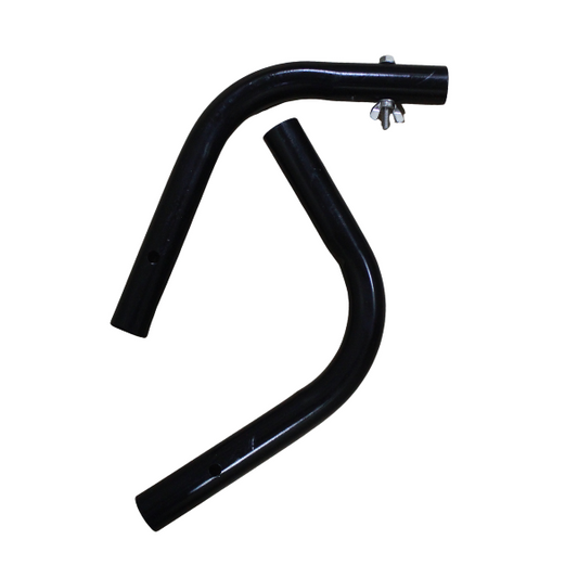 Black metal exhaust pipe on a white background