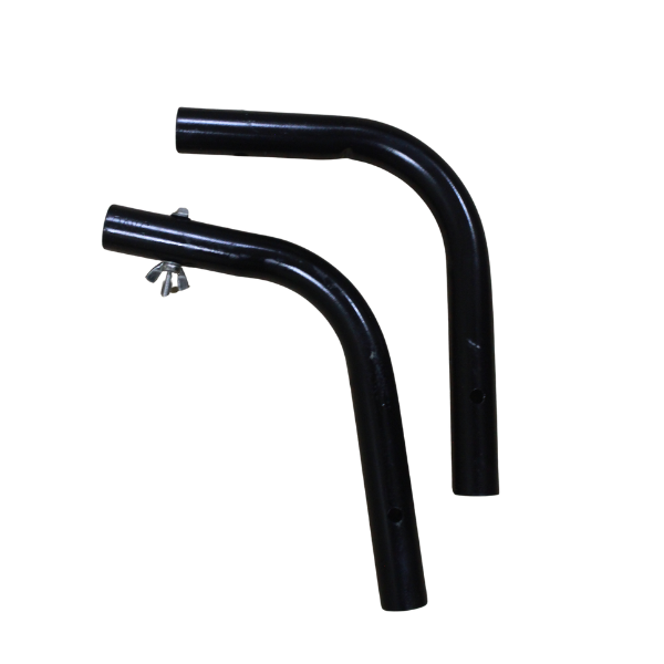 Two black metal pipes on a white background