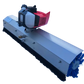 3D-rendered FK4 solar panel cleaning robot viewed from the side, showing its compact brush head positioned over solar panels and its tracked base prepared for roof or ground use
