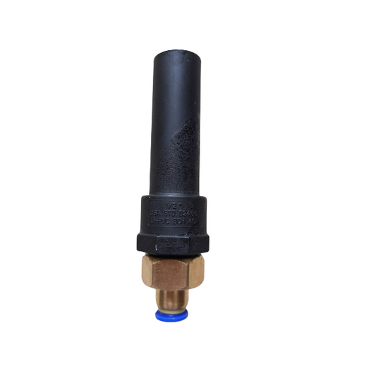 Black and brass spray nozzle on a white background