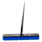 Broom with blue bristles and black handle on a white background